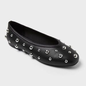 Women’s Black Flats with Silver Studs